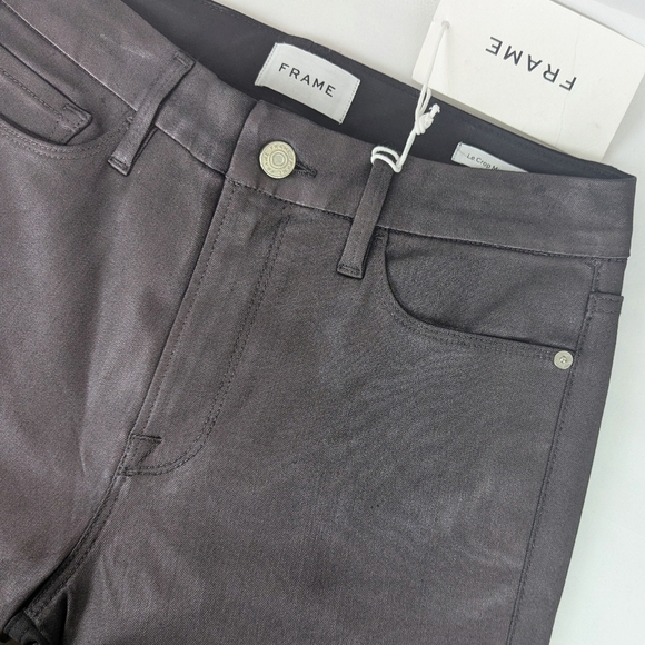 FRAME Le Crop Mini Boot Cut Jeans Coated Stretch Denim Midrise Mahogany 31 NWT - Picture 6 of 16